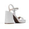 DREAM PAIRS Heels for Women Block Chunky Platform High Heels Open Toe GISELLE Fashion Wedding Party Evening Prom Dance Ankle Strap Dress Pump Sandals Shoes(Silver-glitter)