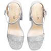 DREAM PAIRS Heels for Women Block Chunky Platform High Heels Open Toe GISELLE Fashion Wedding Party Evening Prom Dance Ankle Strap Dress Pump Sandals Shoes(Silver-glitter)