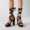 DREAM PAIRS High Heels Chunky Block Platform Heels for Women Strappy Gladiator Sexy Open Toe Heels Dressy Pumps Sandals(Black)