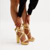 DREAM PAIRS High Heels Chunky Block Platform Heels for Women Strappy Gladiator Sexy Open Toe Heels Dressy Pumps Sandals(Gold)