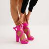 DREAM PAIRS High Heels Chunky Block Platform Heels for Women Strappy Gladiator Sexy Open Toe Heels Dressy Pumps Sandals(Hot Pink)