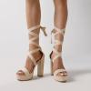 DREAM PAIRS High Heels Chunky Block Platform Heels for Women Strappy Gladiator Sexy Open Toe Heels Dressy Pumps Sandals(Nude)
