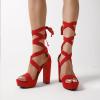DREAM PAIRS High Heels Chunky Block Platform Heels for Women Strappy Gladiator Sexy Open Toe Heels Dressy Pumps Sandals(Red)