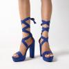 DREAM PAIRS High Heels Chunky Block Platform Heels for Women Strappy Gladiator Sexy Open Toe Heels Dressy Pumps Sandals(Royal Blue)