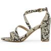 DREAM PAIRS Women’s Ankle Strap Dress Pump Low Chunky Heel Sandals(Beige/Snake/Pu)