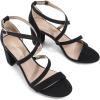 DREAM PAIRS Women’s Ankle Strap Dress Pump Low Chunky Heel Sandals(Black/Suede)