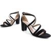 DREAM PAIRS Women’s Ankle Strap Dress Pump Low Chunky Heel Sandals(Black/Suede)