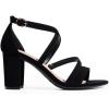 DREAM PAIRS Women’s Ankle Strap Dress Pump Low Chunky Heel Sandals(Black-nubuck)