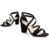 DREAM PAIRS Women’s Ankle Strap Dress Pump Low Chunky Heel Sandals(Black-nubuck)