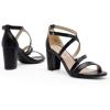 DREAM PAIRS Women’s Ankle Strap Dress Pump Low Chunky Heel Sandals(Black-pu)