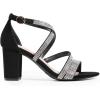 DREAM PAIRS Women’s Ankle Strap Dress Pump Low Chunky Heel Sandals(Black-rhinestone)