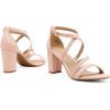 DREAM PAIRS Women’s Ankle Strap Dress Pump Low Chunky Heel Sandals(Blush/Pu)
