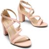 DREAM PAIRS Women’s Ankle Strap Dress Pump Low Chunky Heel Sandals(Blush/Pu)
