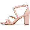 DREAM PAIRS Women’s Ankle Strap Dress Pump Low Chunky Heel Sandals(Blush/Pu)
