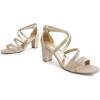 DREAM PAIRS Women’s Ankle Strap Dress Pump Low Chunky Heel Sandals(Gold/Glitter)