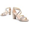 DREAM PAIRS Women’s Ankle Strap Dress Pump Low Chunky Heel Sandals(Gold-rhinestone)