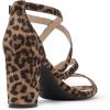 DREAM PAIRS Women’s Ankle Strap Dress Pump Low Chunky Heel Sandals(Leopard)