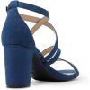 DREAM PAIRS Women’s Ankle Strap Dress Pump Low Chunky Heel Sandals(Navy/Suede)