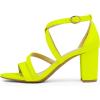 DREAM PAIRS Women’s Ankle Strap Dress Pump Low Chunky Heel Sandals(Neon/Lime/Nubuck)