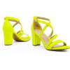 DREAM PAIRS Women’s Ankle Strap Dress Pump Low Chunky Heel Sandals(Neon/Lime/Nubuck)