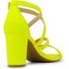 DREAM PAIRS Women’s Ankle Strap Dress Pump Low Chunky Heel Sandals(Neon/Lime/Nubuck)