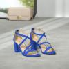 DREAM PAIRS Women’s Ankle Strap Dress Pump Low Chunky Heel Sandals(Royal/Blue/Suede)