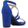 DREAM PAIRS Women’s Ankle Strap Dress Pump Low Chunky Heel Sandals(Royal/Blue/Suede)