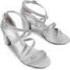 DREAM PAIRS Women’s Ankle Strap Dress Pump Low Chunky Heel Sandals(Silver/Glitter)