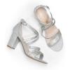DREAM PAIRS Women’s Ankle Strap Dress Pump Low Chunky Heel Sandals(Silver-rhinestone)
