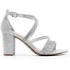 DREAM PAIRS Women’s Ankle Strap Dress Pump Low Chunky Heel Sandals(Silver-rhinestone)