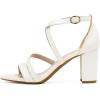 DREAM PAIRS Women’s Ankle Strap Dress Pump Low Chunky Heel Sandals(White/Pu)