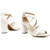 DREAM PAIRS Women’s Ankle Strap Dress Pump Low Chunky Heel Sandals(White/Pu)