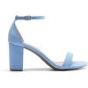 DREAM PAIRS Women’s Chunk Low Heel Pump Sandals(Baby/Blue/Suede)