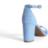 DREAM PAIRS Women’s Chunk Low Heel Pump Sandals(Baby/Blue/Suede)