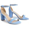 DREAM PAIRS Women’s Chunk Low Heel Pump Sandals(Baby/Blue/Suede)