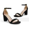 DREAM PAIRS Women’s Chunk Low Heel Pump Sandals(Black/Nubuck)