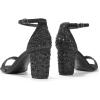 DREAM PAIRS Women’s Chunk Low Heel Pump Sandals(Black/Rhinestone)