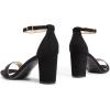DREAM PAIRS Women’s Chunk Low Heel Pump Sandals(Black/Suede)
