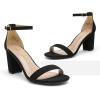 DREAM PAIRS Women’s Chunk Low Heel Pump Sandals(Black/Suede)