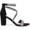 DREAM PAIRS Women’s Chunk Low Heel Pump Sandals(Black-suede)
