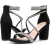 DREAM PAIRS Women’s Chunk Low Heel Pump Sandals(Black-suede)