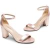 DREAM PAIRS Women’s Chunk Low Heel Pump Sandals(Champagne)