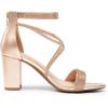 DREAM PAIRS Women’s Chunk Low Heel Pump Sandals(Champagne-pu)