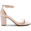 DREAM PAIRS Women’s Chunk Low Heel Pump Sandals(Champagne-satin)