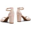 DREAM PAIRS Women’s Chunk Low Heel Pump Sandals(Champagne-satin)