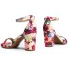 DREAM PAIRS Women’s Chunk Low Heel Pump Sandals(Floral)