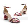 DREAM PAIRS Women’s Chunk Low Heel Pump Sandals(Floral)
