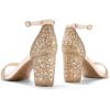 DREAM PAIRS Women’s Chunk Low Heel Pump Sandals(Gold/Rhinestone)