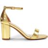 DREAM PAIRS Women’s Chunk Low Heel Pump Sandals(Gold-metallic)