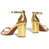 DREAM PAIRS Women’s Chunk Low Heel Pump Sandals(Gold-metallic)